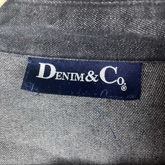 Denim & Co Black Floral Stitch Denim Jacket Size 2X - Picture 9 of 9